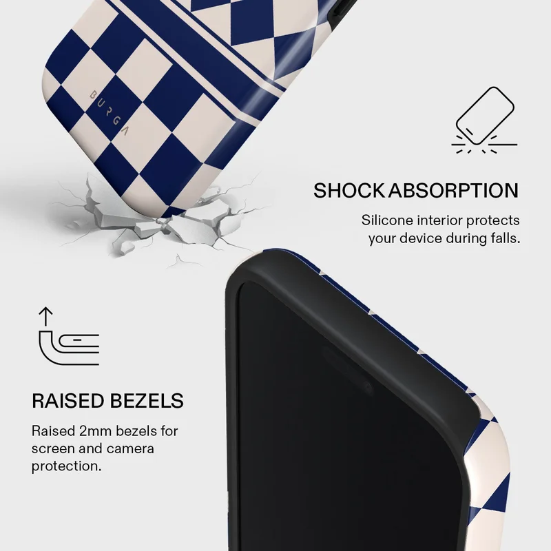 Burga iPhone 17 Pro Check & Mate Burga iPhone 17 Pro Check & Mate Premium Case Compatible with Hybrid Dual-Layer Hard Shell + Silicone Protection - Scratch-Resistant Shockproof Mobile Cover  | Best Price UAE